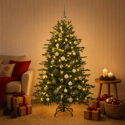 vidaXL Artificial Christmas Tree with Bauble 150 cm 150 LEDs