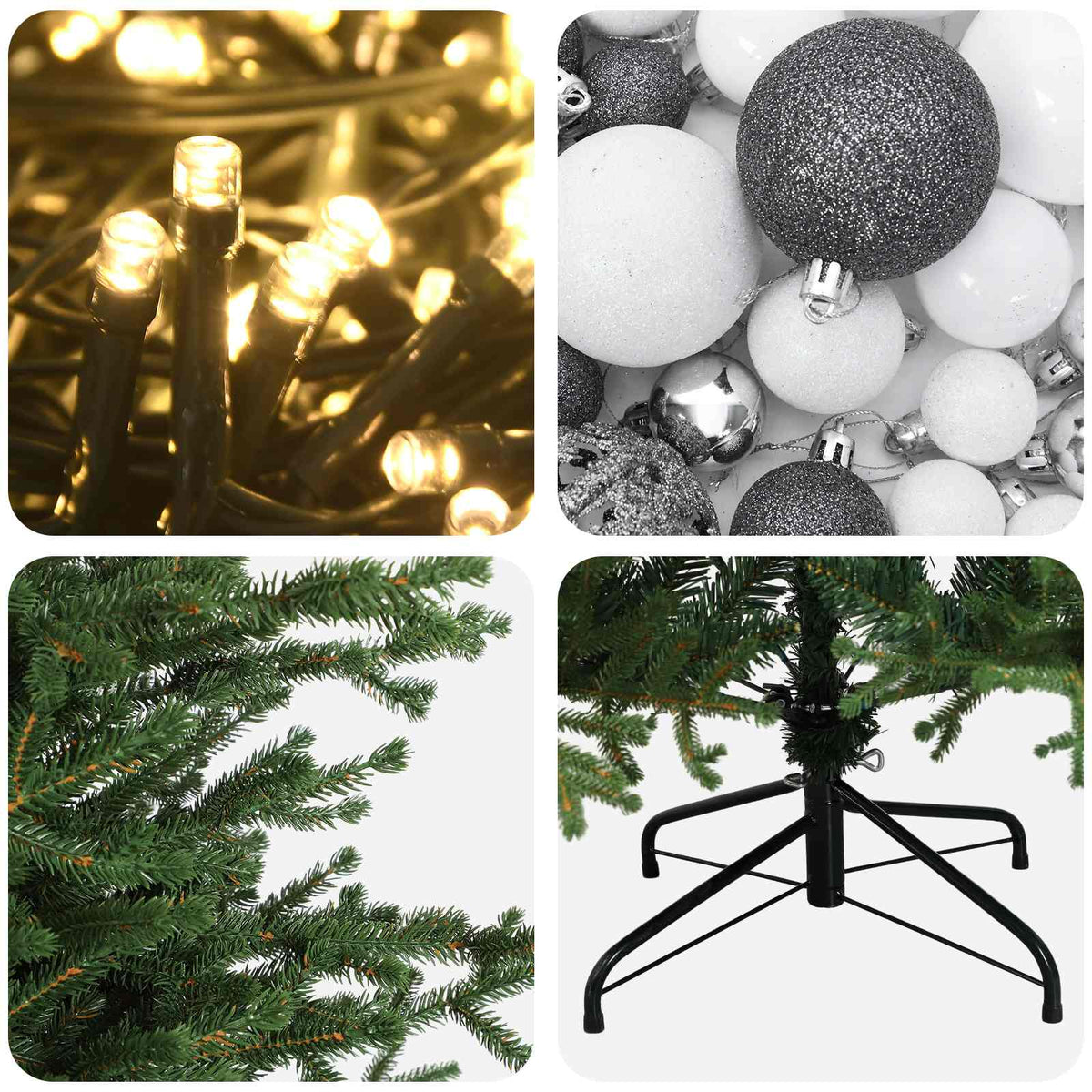 vidaXL Artificial Christmas Tree with Bauble 150 cm 150 LEDs
