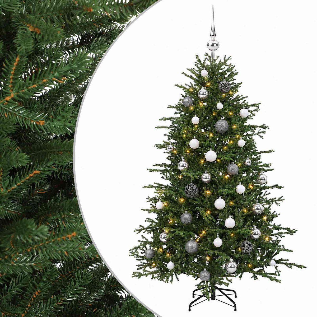 vidaXL Artificial Christmas Tree with Bauble 150 cm 150 LEDs