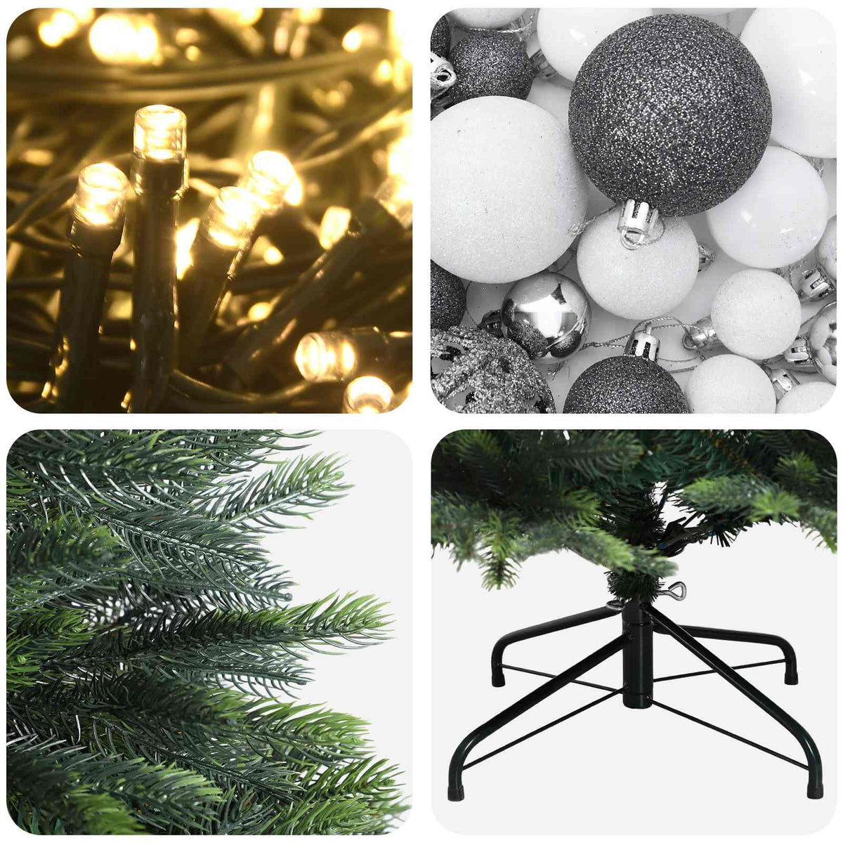 vidaXL Artificial Christmas Tree with Bauble 150 cm 150 LEDs