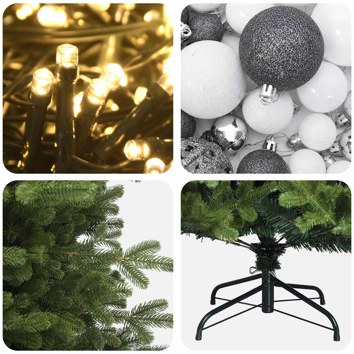 vidaXL Artificial Christmas Tree with Bauble 150 cm 150 LEDs
