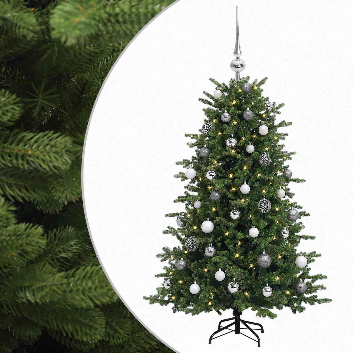 vidaXL Artificial Christmas Tree with Bauble 150 cm 150 LEDs