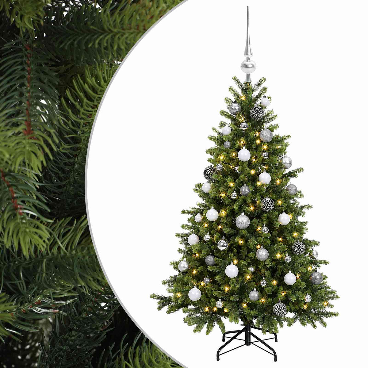 vidaXL Artificial Christmas Tree with Bauble 120 cm 150 LEDs