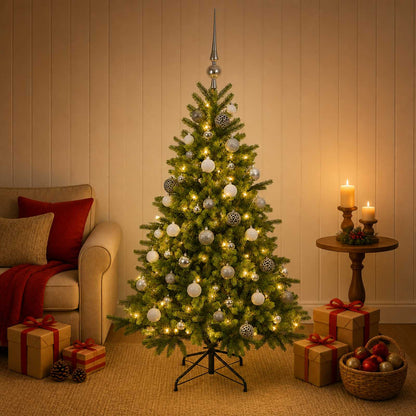 vidaXL Artificial Christmas Tree with Bauble 120 cm 150 LEDs