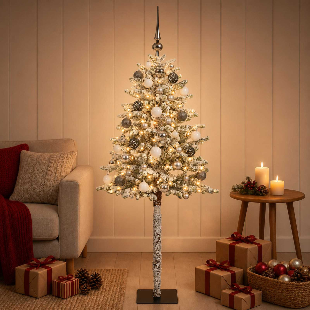 vidaXL Artificial Christmas Tree with Bauble 180 cm 300 LEDs