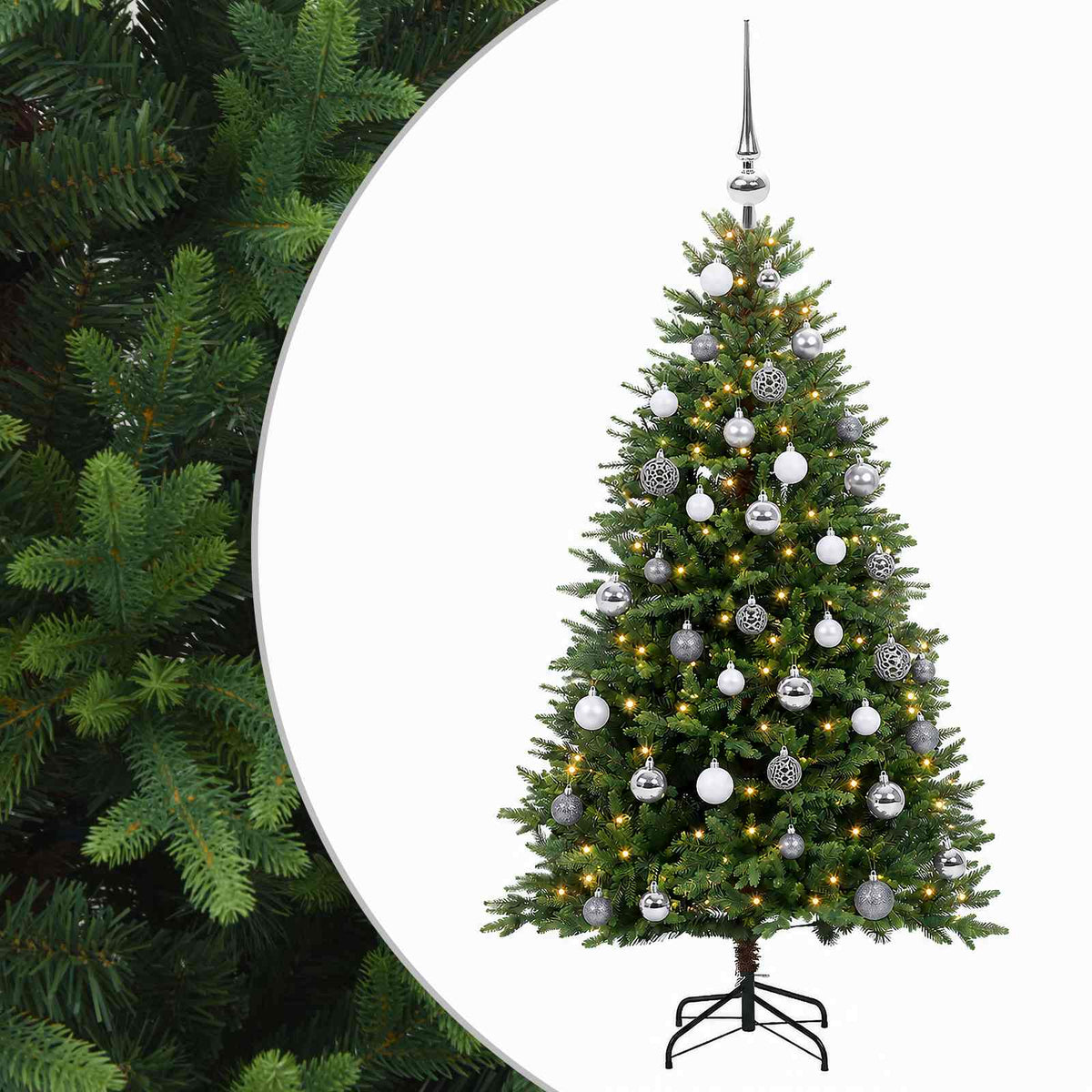 vidaXL Artificial Christmas Tree with Bauble 150 cm 150 LEDs