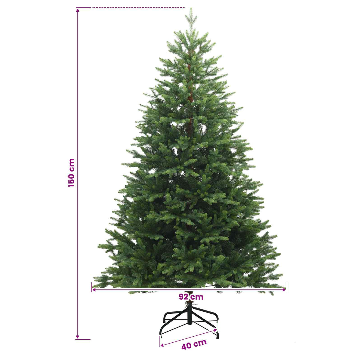vidaXL Artificial Christmas Tree with Bauble 150 cm 150 LEDs