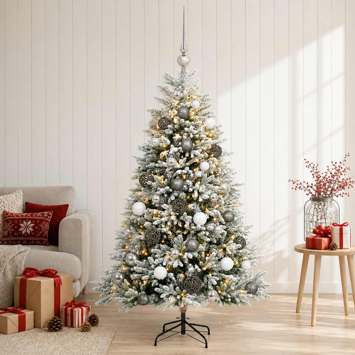 vidaXL Artificial Christmas Tree with Bauble 120 cm 150 LEDs