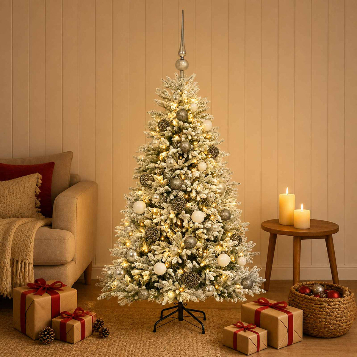 vidaXL Artificial Christmas Tree with Bauble 150 cm 150 LEDs