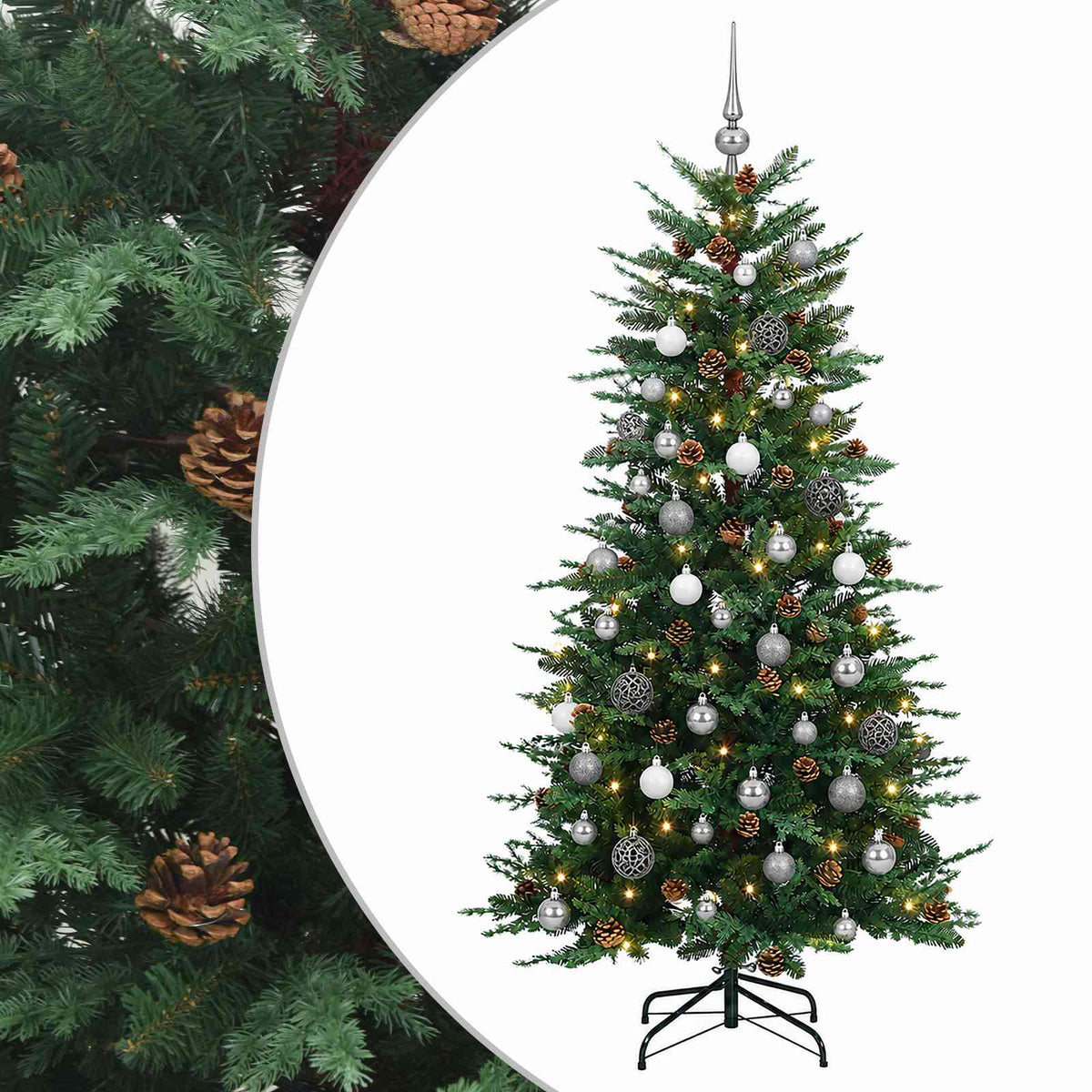 vidaXL Artificial Christmas Tree with Bauble 120 cm 150 LEDs