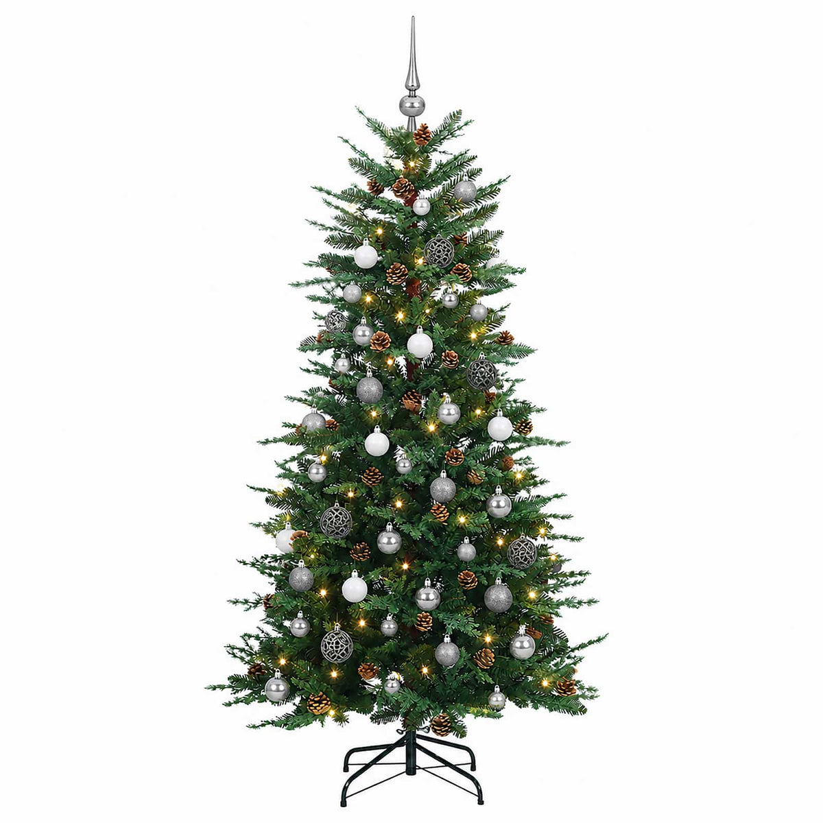 vidaXL Artificial Christmas Tree with Bauble 120 cm 150 LEDs