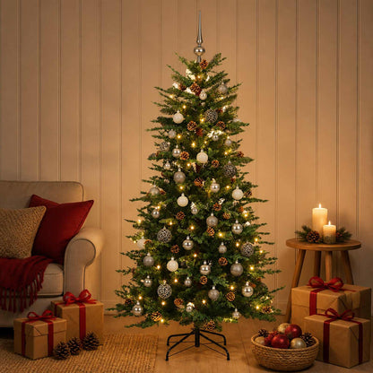 vidaXL Artificial Hinged Christmas Tree 150 cm 150 LEDs Warm White