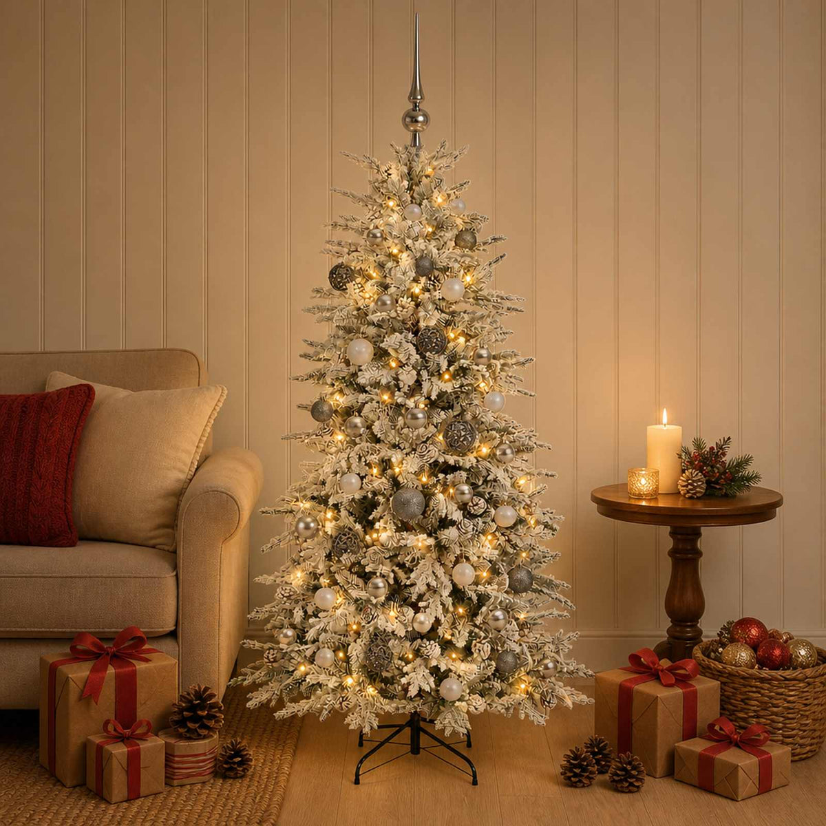 vidaXL Artificial Christmas Tree with Bauble 120 cm 150 LEDs