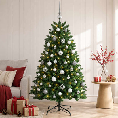 vidaXL Artificial Christmas Tree Mid-green with Bauble 150 cm 150 LEDs
