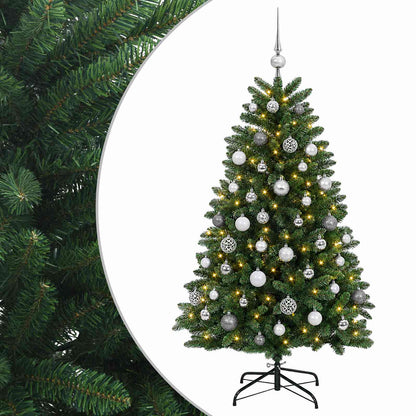 vidaXL Artificial Christmas Tree Mid-green with Bauble 150 cm 150 LEDs