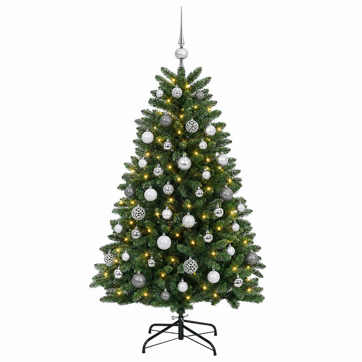 vidaXL Artificial Christmas Tree Mid-green with Bauble 150 cm 150 LEDs