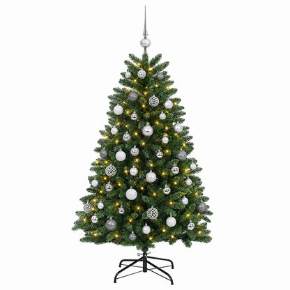 vidaXL Artificial Christmas Tree Mid-green with Bauble 150 cm 150 LEDs