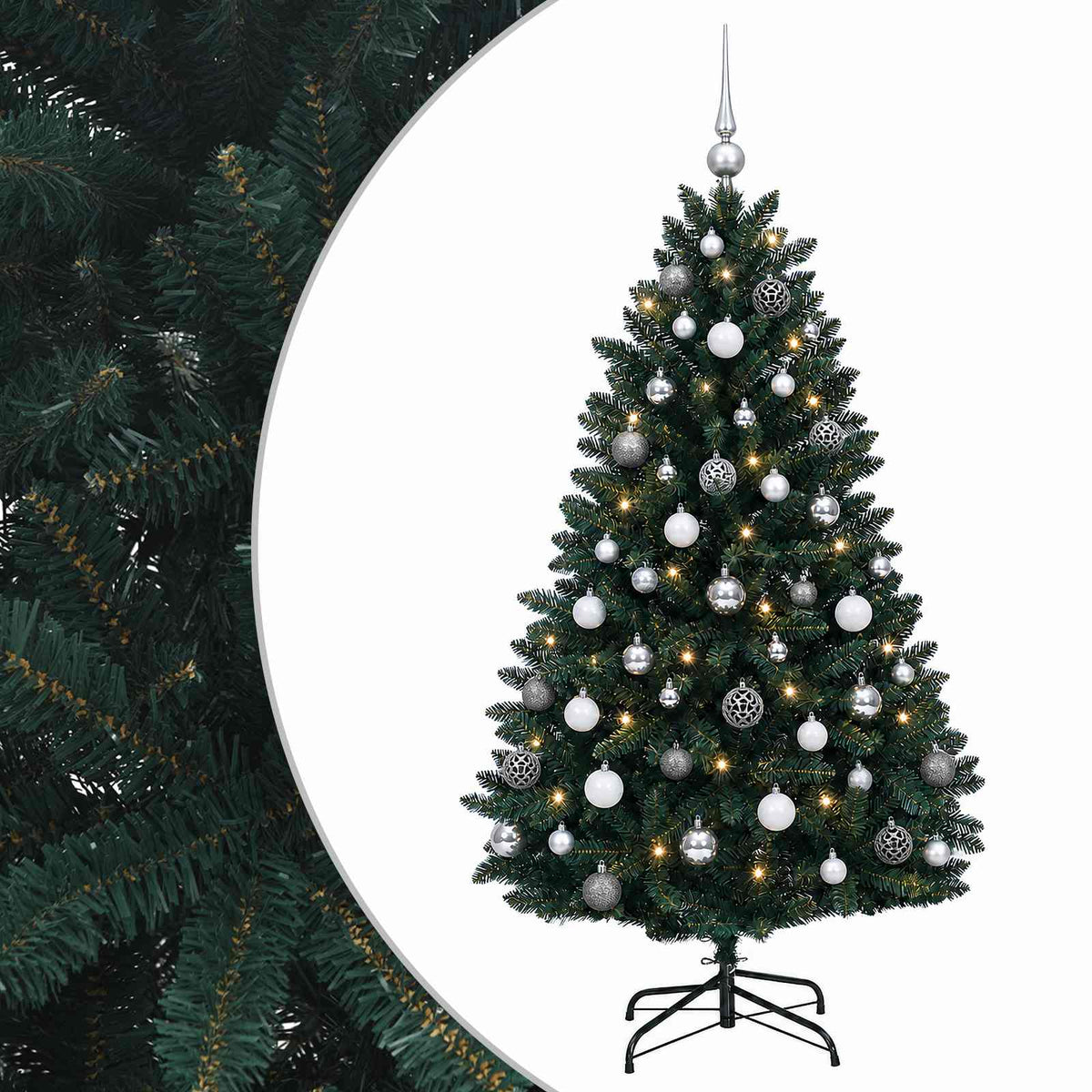 vidaXL Artificial Christmas Tree Dark Green with Baubles 120 cm