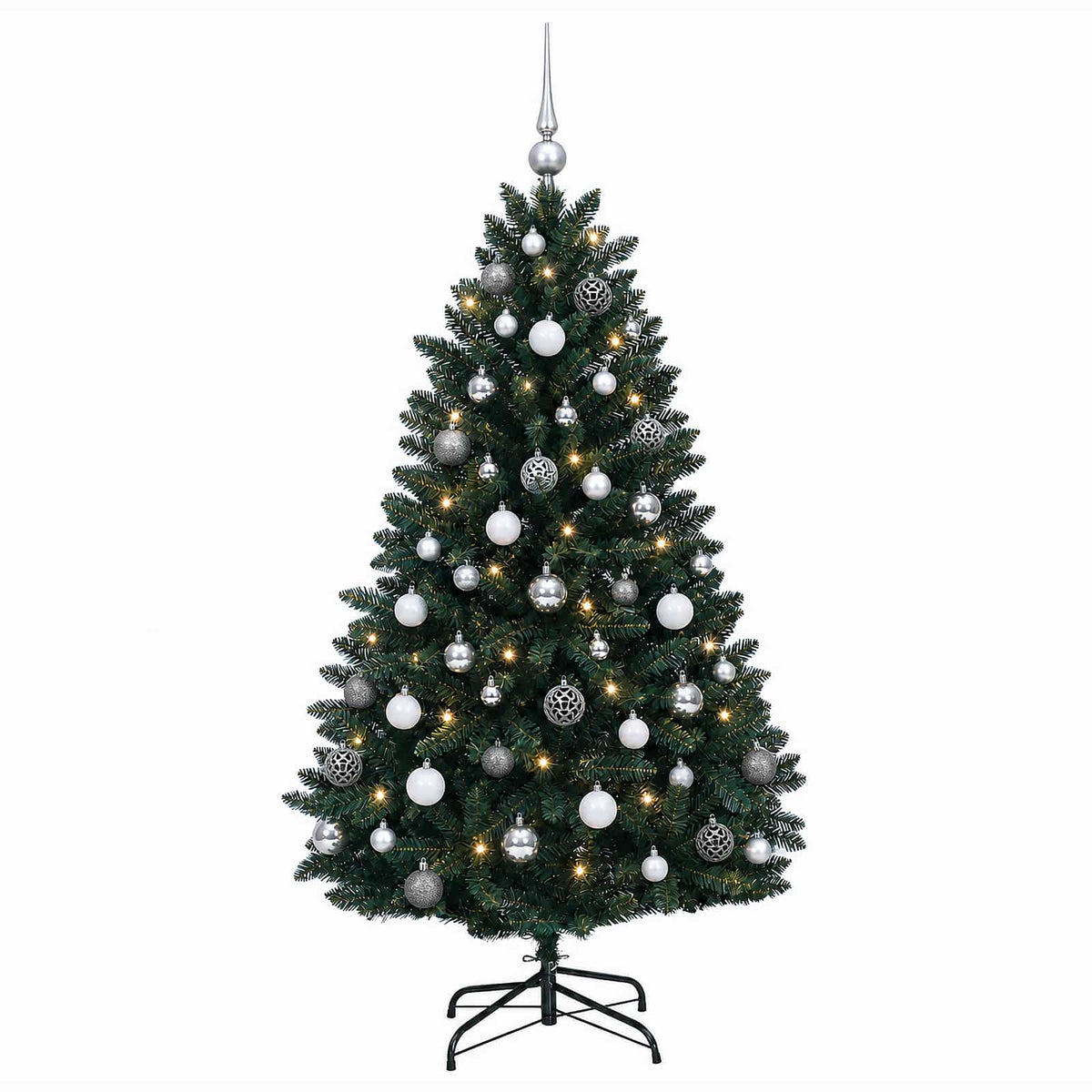 vidaXL Artificial Christmas Tree Dark Green with Baubles 120 cm