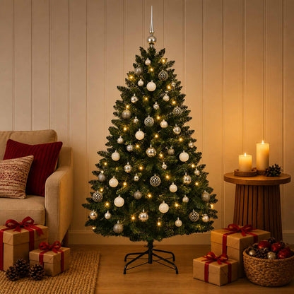 vidaXL Artificial Christmas Tree Dark Green with Bauble 180 cm