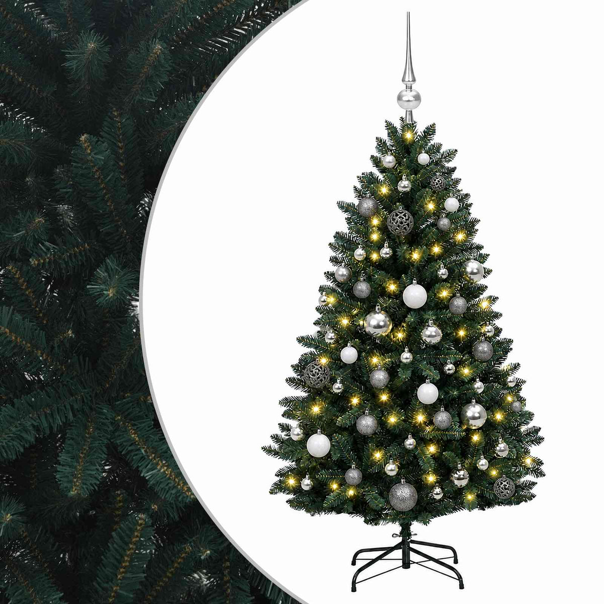 vidaXL Artificial Christmas Tree Dark Green with Ornament 120 cm