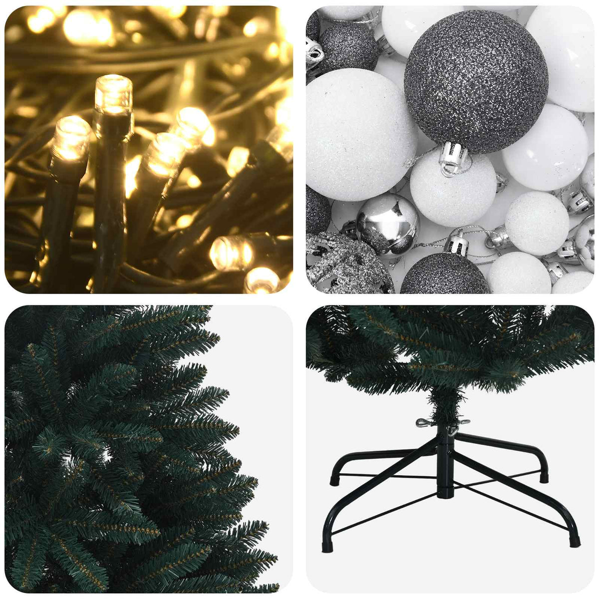 vidaXL Artificial Christmas Tree, Dark Green, with Baubles 150 cm