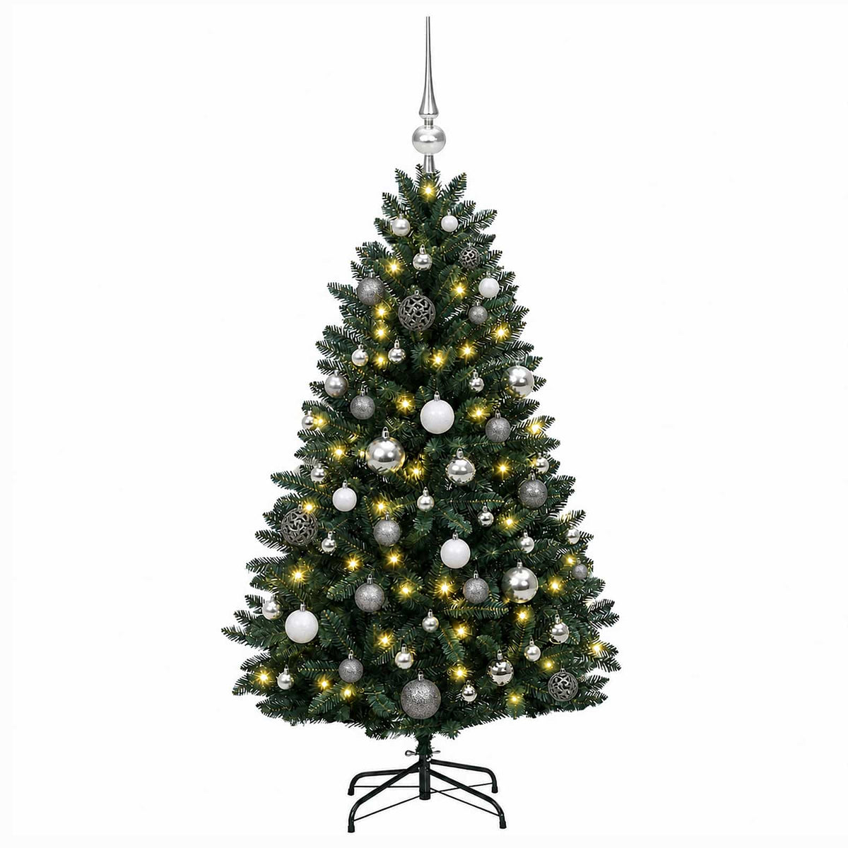 vidaXL Artificial Christmas Tree, Dark Green, with Baubles 150 cm