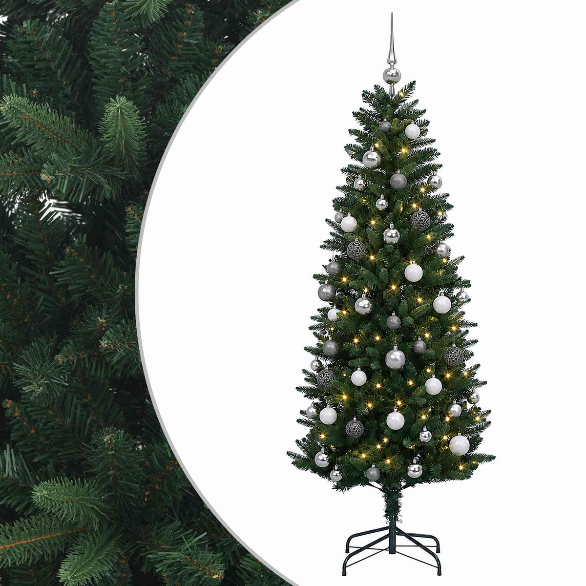 vidaXL Artificial Christmas Tree with Bauble 150 cm 150 LEDs