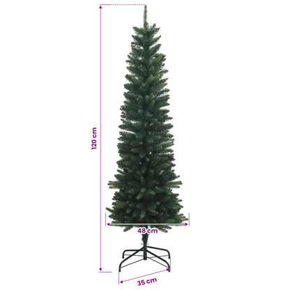 vidaXL Artificial Slim Christmas Tree with Baubles 120 cm 150 LEDs