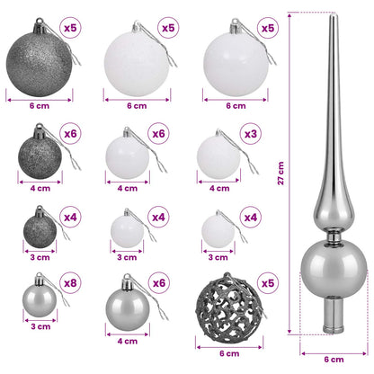 vidaXL Artificial Slim Christmas Tree with Baubles 120 cm 150 LEDs
