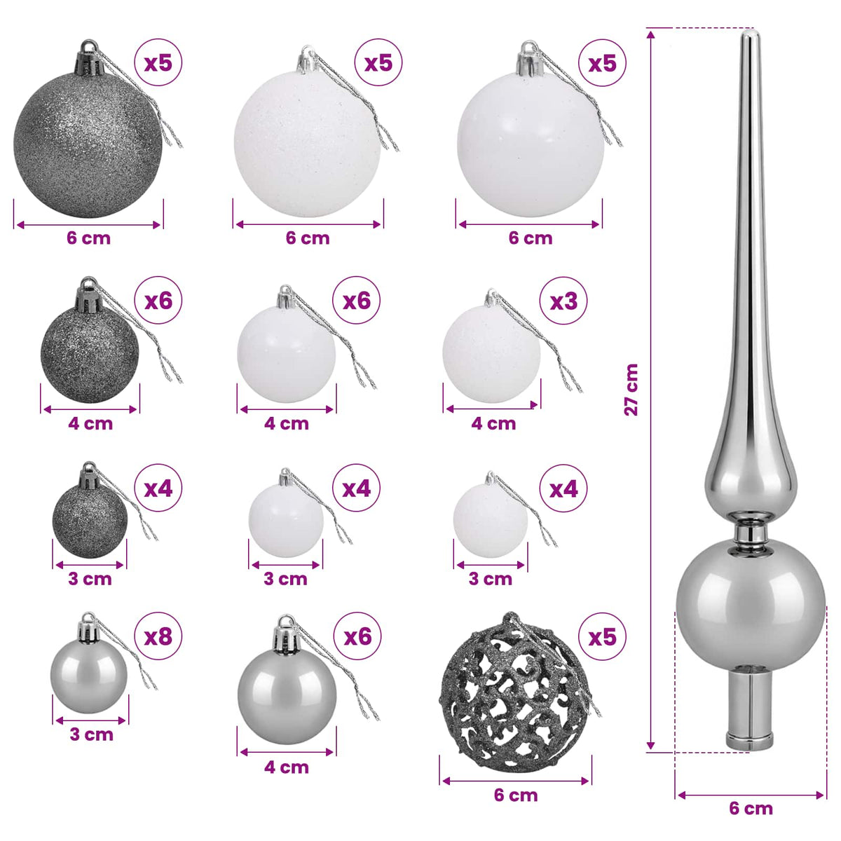 vidaXL Artificial Slim Christmas Tree with Baubles 150 cm 150 LEDs