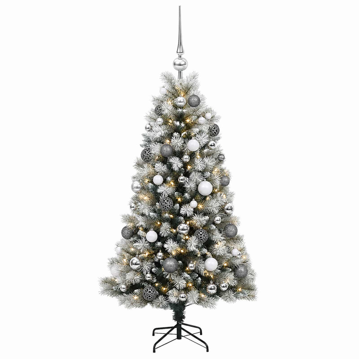 vidaXL Artificial Hinged Christmas Tree with Baubles 150 cm 150 LEDs
