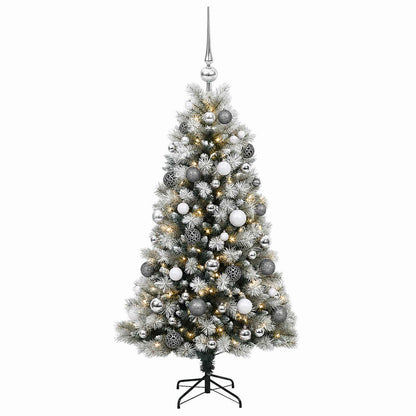 vidaXL Artificial Hinged Christmas Tree with Baubles 150 cm 150 LEDs