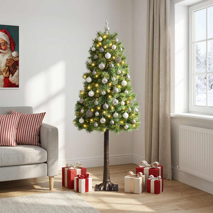 vidaXL Artificial Hinged Christmas Tree with Baubles 180 cm 300 LEDs