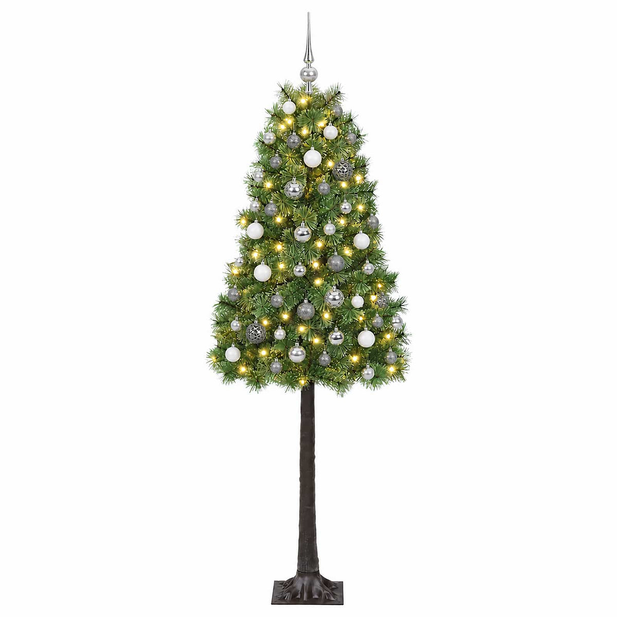 vidaXL Artificial Hinged Christmas Tree with Baubles 150 cm 150 LEDs