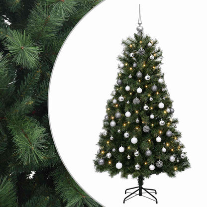 vidaXL Artificial Hinged Christmas Tree with Baubles 120 cm 150 LEDs