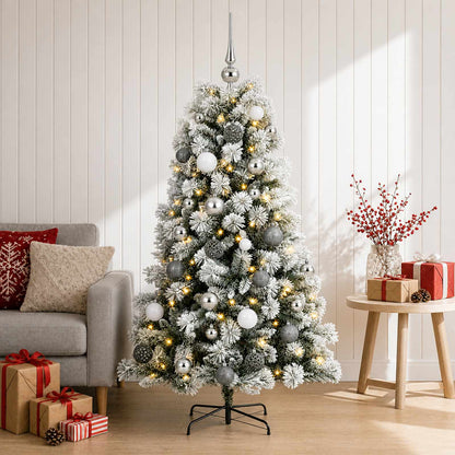 vidaXL Artificial Hinged Christmas Tree with Baubles 150 cm 150 LEDs