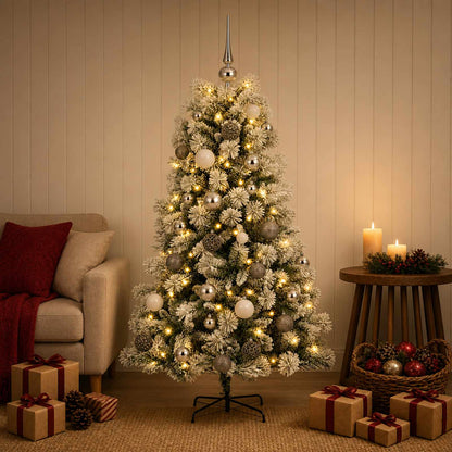 vidaXL Artificial Hinged Christmas Tree with Baubles 150 cm 150 LEDs
