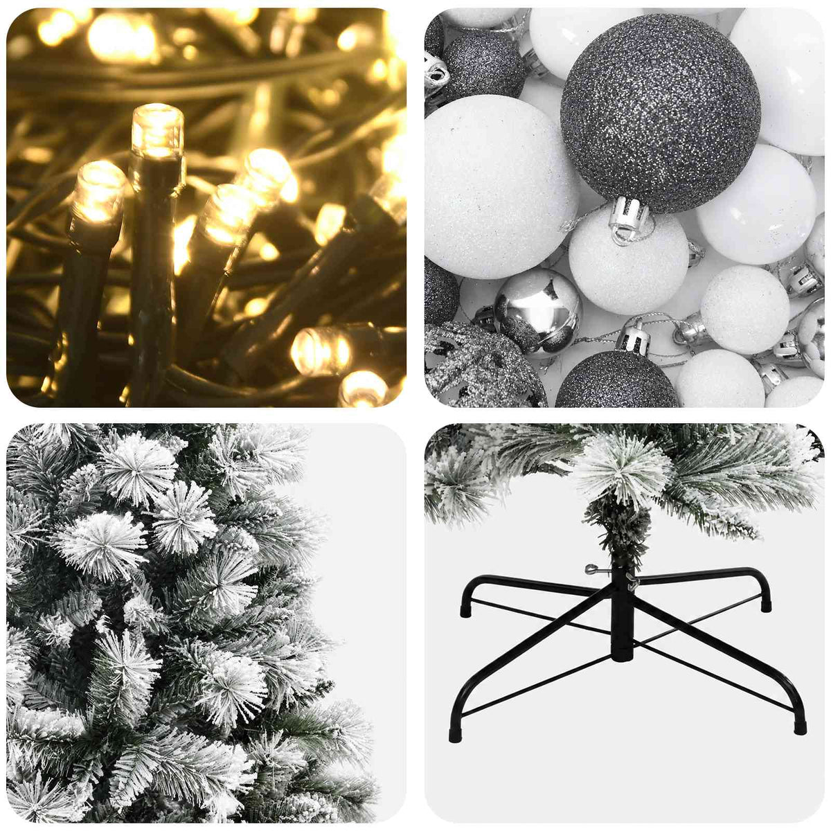 vidaXL Artificial Hinged Christmas Tree with Baubles 150 cm 150 LEDs