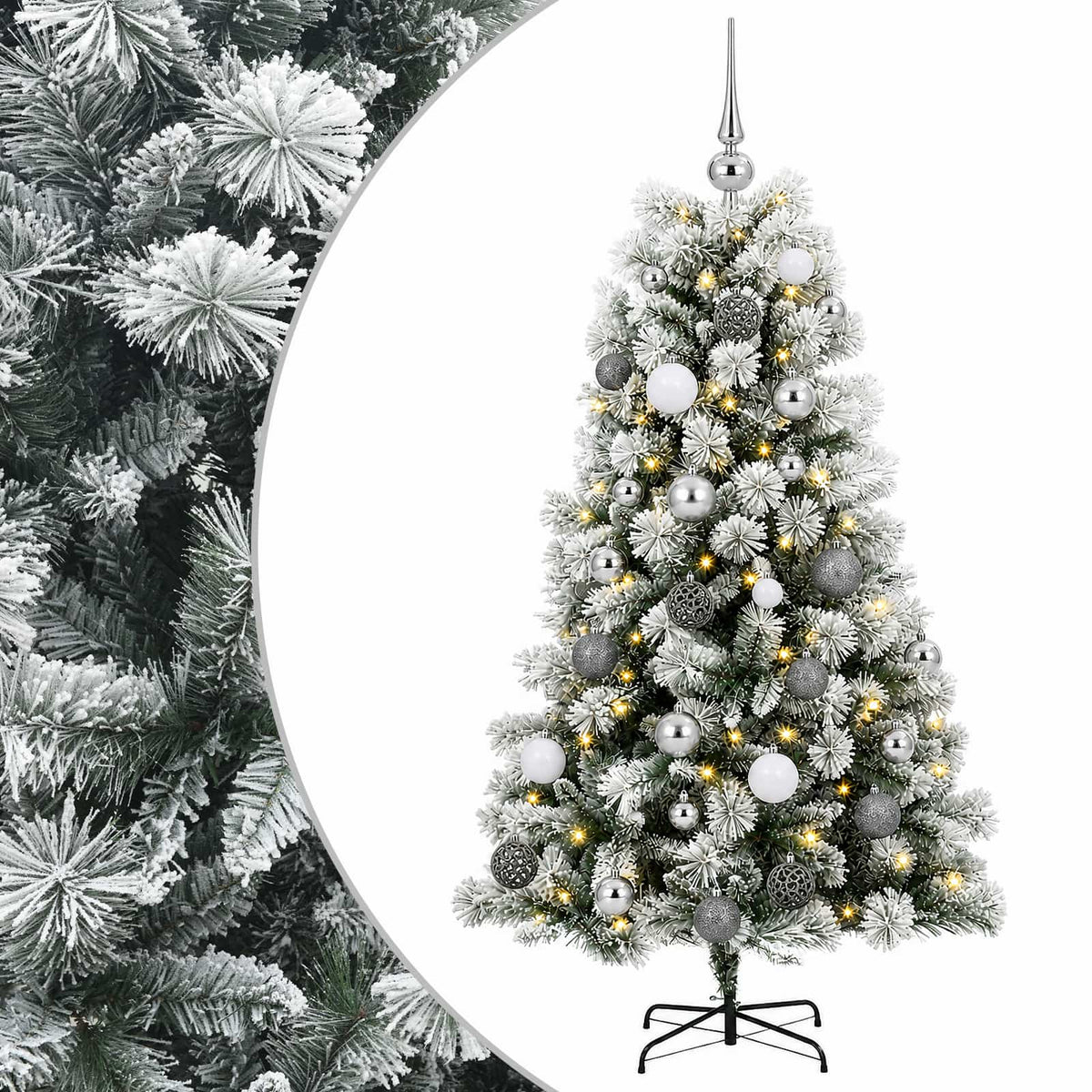 vidaXL Artificial Hinged Christmas Tree with Baubles 150 cm 150 LEDs