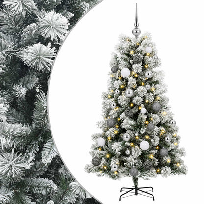 vidaXL Artificial Hinged Christmas Tree with Baubles 150 cm 150 LEDs