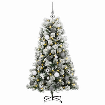 vidaXL Artificial Hinged Christmas Tree with Baubles 150 cm 150 LEDs