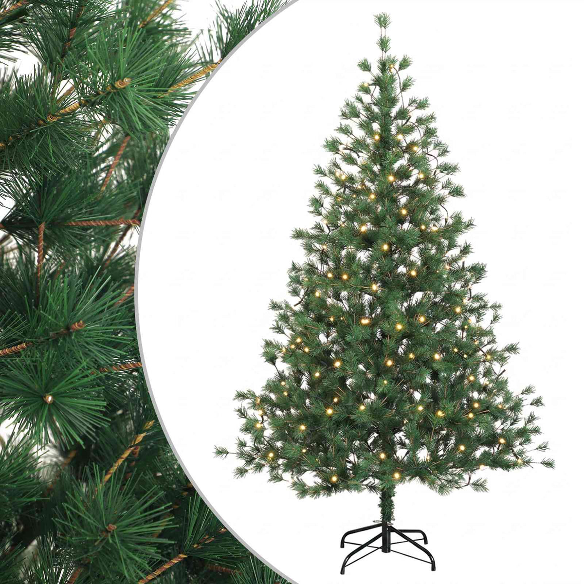 vidaXL Artificial Hinged Christmas Tree 180 cm 300 LEDs Warm White