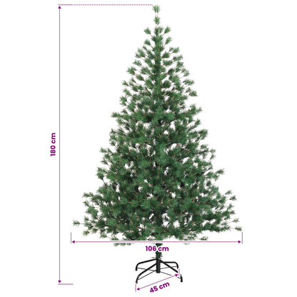 vidaXL Artificial Hinged Christmas Tree 180 cm 300 LEDs Warm White