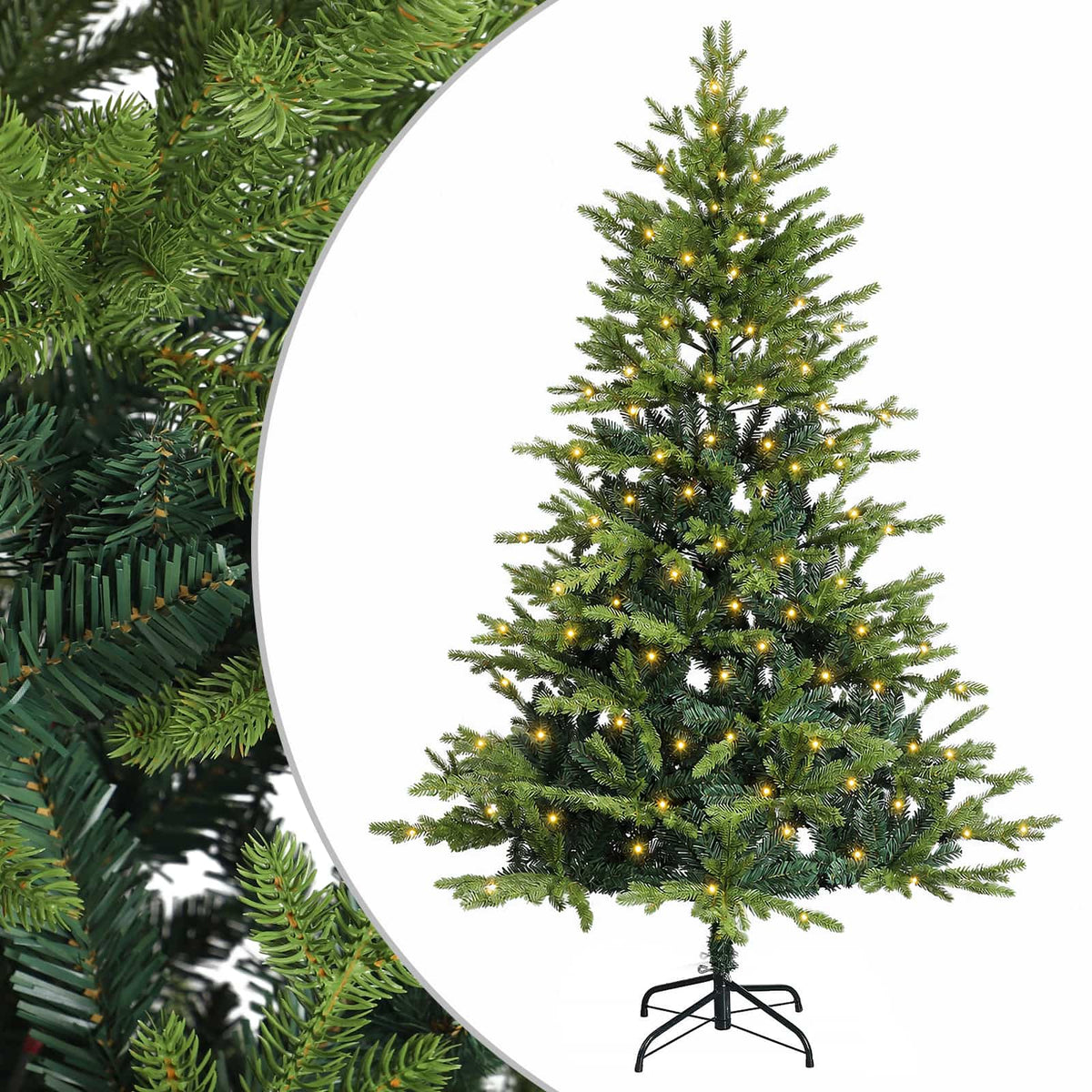 vidaXL Artificial Hinged Christmas Tree 210 cm 300 LEDs Warm White