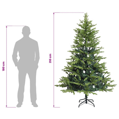 vidaXL Artificial Hinged Christmas Tree 210 cm 300 LEDs Warm White