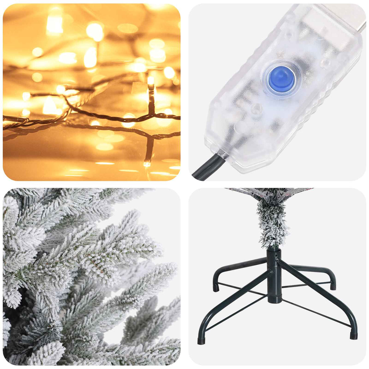 vidaXL Artificial Hinged Christmas Tree 210 cm 300 LEDs Warm White