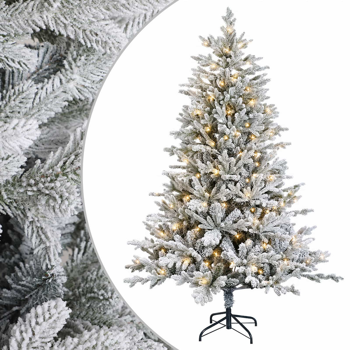 vidaXL Artificial Hinged Christmas Tree 210 cm 300 LEDs Warm White