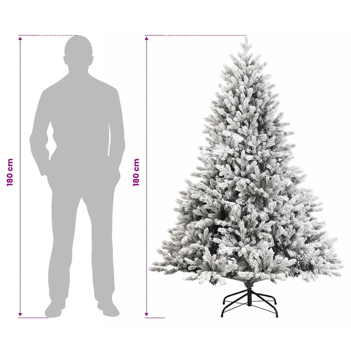 vidaXL Artificial Hinged Christmas Tree 180 cm 300 LEDs Warm White