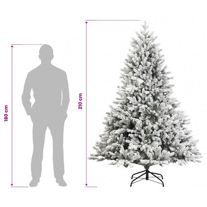 vidaXL Artificial Hinged Christmas Tree 210 cm 300 LEDs Warm White